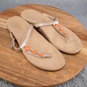 Vionic Thong Sandals Orange Accent Womens Size 10 Beach Boho